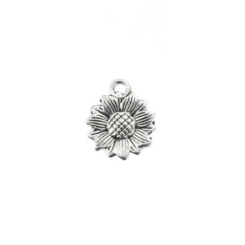 Zinc Alloy Flower Pendants Sunflower antique silver color plated DIY Sold By G