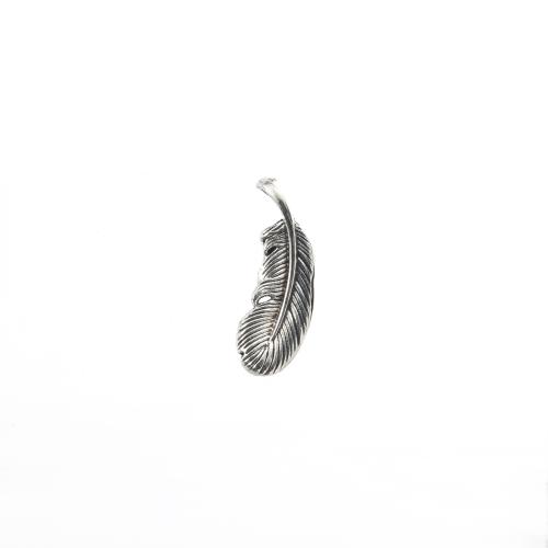 Pendentifs de Feather alliage zinc, alliage de zinc, forme de plume, Plaqué de couleur d'argent, DIY, 8x5x24mm, 1000/sol, Vendu par sol