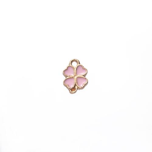 Zinc Alloy Enamel Pendants Four Leaf Clover gold color plated DIY Sold By PC