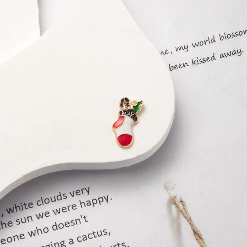 Zinc Alloy Enamel Pendants Christmas Sock plated Christmas Design & DIY Sold By PC