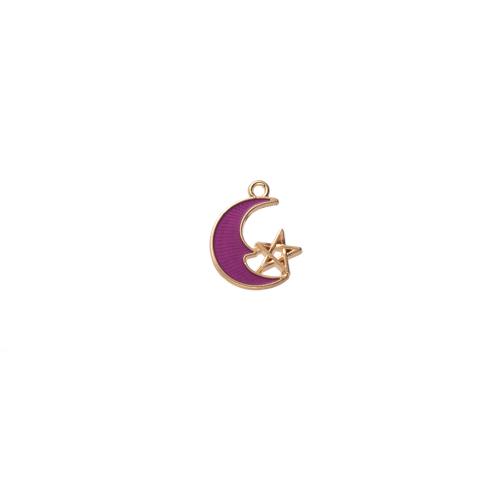 Zinc Alloy émail Pendants, alliage de zinc, Lune et Etoile, Placage, DIY, 16x2x20mm, Vendu par PC