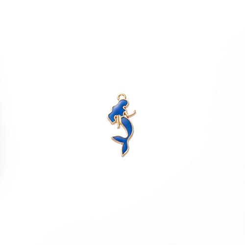 Zink legering emalje vedhæng, Zinc Alloy, Mermaid, forgyldt, du kan DIY, 13x2x29mm, Solgt af PC