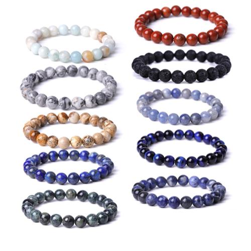 Drahokam Náramek, Kolo, různé materiály pro výběr & unisex, beads length 8mm, Délka Cca 6-8 inch, Prodáno By PC