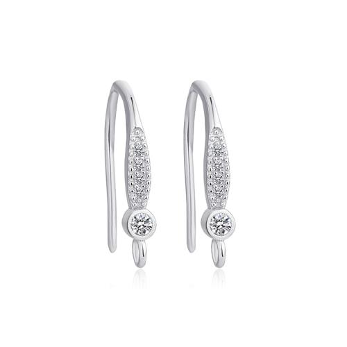 Componenti a goccia per orecchino in argento sterlina 925, 925 sterline d'argento, placcato platino, DIY & Micro spianare cubic zirconia, earring drop component length 15-20mm, Venduto da coppia