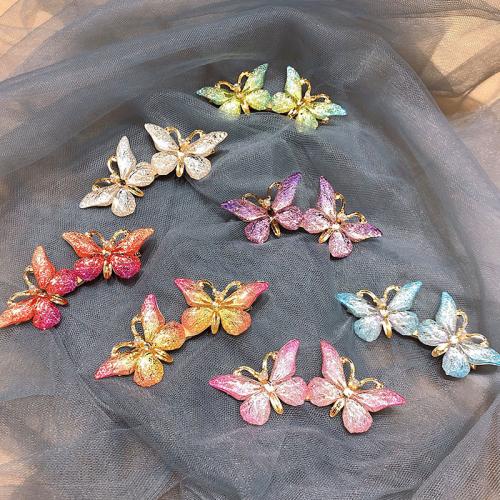 Zinc Alloy Hair Clip with Plastic Pearl Butterfly plated & for woman & enamel hair clip length 30-120mm Sold By PC