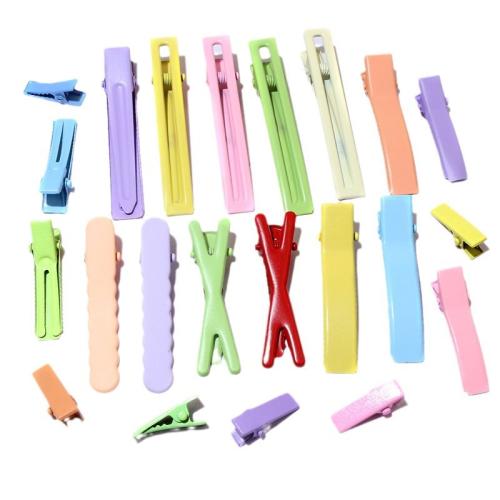 Bek Clips, Ijzer, moffelen vernis, verschillende grootte voor keus, gemengde kleuren, nikkel, lood en cadmium vrij, Ca 100pC's/Bag, Verkocht door Bag