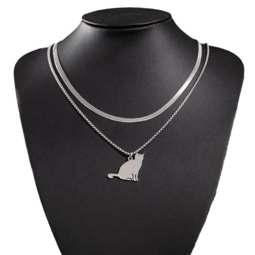 Stainless Steel Jewelry Necklace 304 Stainless Steel Cat fashion jewelry & for woman Sold By PC