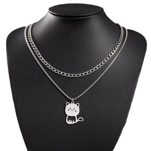 Stainless Steel Jewelry Necklace 304 Stainless Steel Cat fashion jewelry & for woman Sold By PC