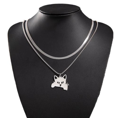 Stainless Steel Jewelry Necklace 304 Stainless Steel Cat fashion jewelry & for woman Sold By PC