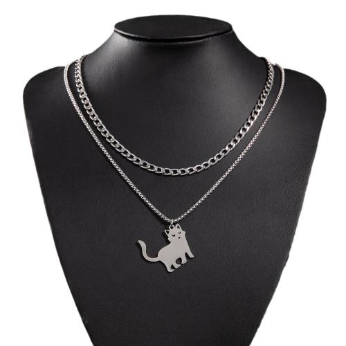 Stainless Steel Jewelry Necklace 304 Stainless Steel Cat fashion jewelry & for woman Sold By PC