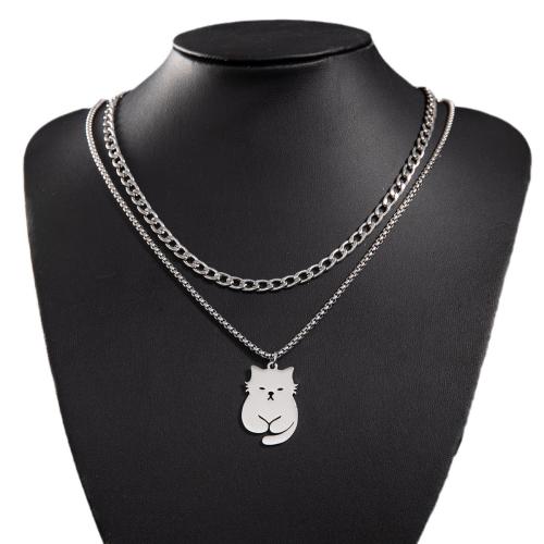 Stainless Steel Jewelry Necklace 304 Stainless Steel Cat fashion jewelry & for woman Sold By PC