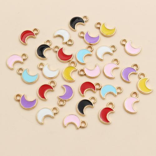 Zinc Alloy Enamel Pendants Moon gold color plated DIY nickel lead & cadmium free Approx Sold By Bag