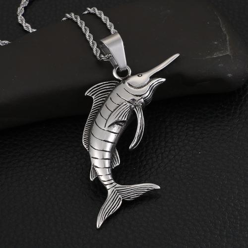 Stainless Steel Animal Pendants 304 Stainless Steel Fish silver color plated DIY & for man Sold By PC