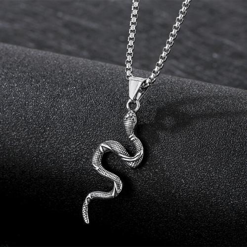 Stainless Steel Animal Pendants 304 Stainless Steel Snake silver color plated DIY & Unisex Length 60 cm Sold By PC