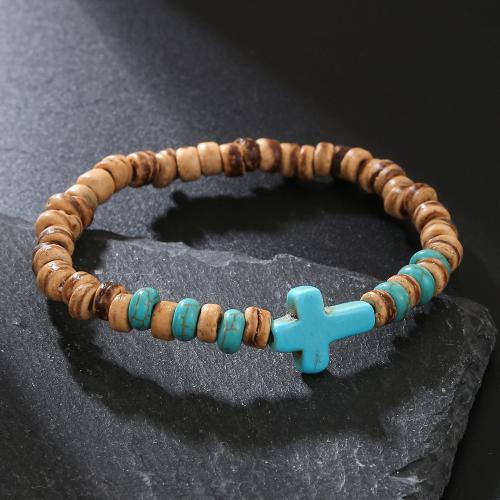 Pulseiras de pedras preciosas, madeira, with Abrazine Stone & turquesa, materiais diferentes para a escolha & unissex, Mais cores pare escolha, vendido por PC