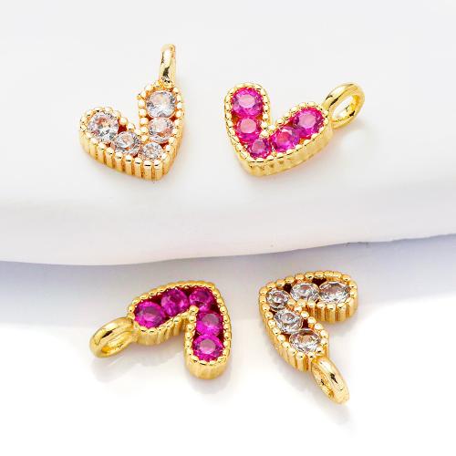 Cúbicos Circonia Colgante Latón Micro pavimenta, metal, Corazón, chapado en color dorado, Bricolaje & micro arcilla de zirconia cúbica, más colores para la opción, libre de níquel, plomo & cadmio, Vendido por UD