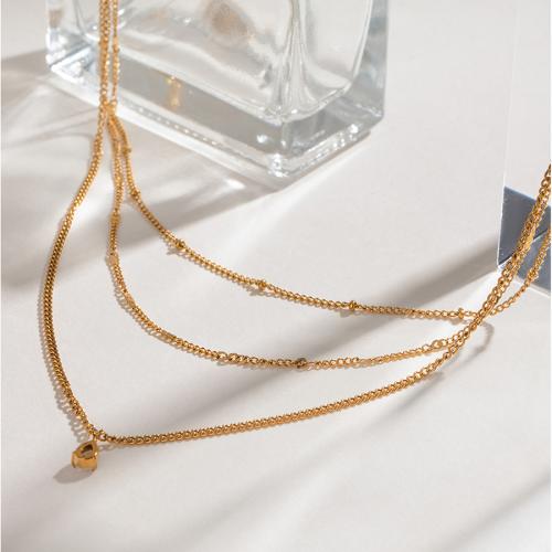 Stainless Steel Jewelry Necklace 304 Stainless Steel gold color plated fashion jewelry & with rhinestone golden Sold By PC