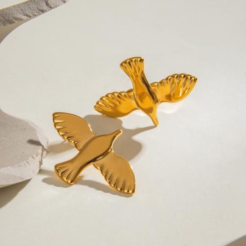 Stainless Steel Finger Ring 304 Stainless Steel Bird gold color plated fashion jewelry golden Sold By Pair