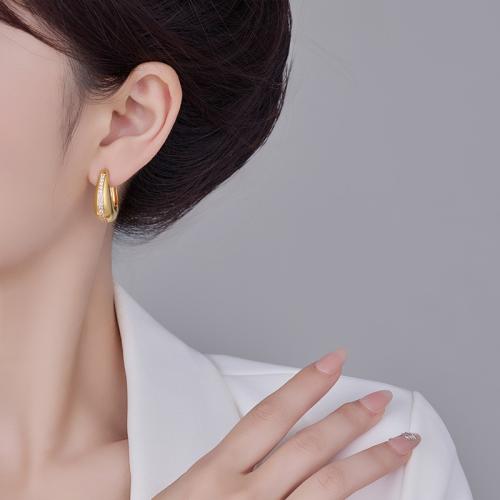 Brass Leverback Earring gold color plated fashion jewelry & with rhinestone golden nickel lead & cadmium free Sold By Pair