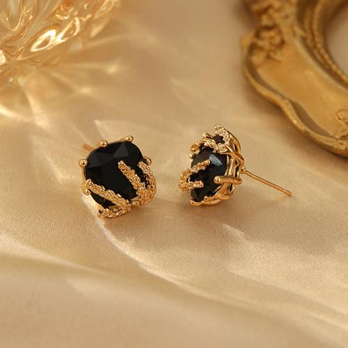 Cubic Zirconia Micro Pave Brass Earring gold color plated fashion jewelry & micro pave cubic zirconia black nickel lead & cadmium free Sold By Pair