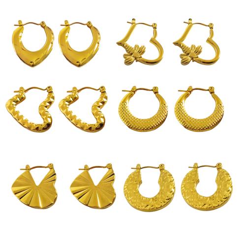 Rostfritt stål spaken bakåt Earring, 304 rostfritt stål, 18K guldpläterad, mode smycken & olika stilar för val & för kvinna, Säljs av Par