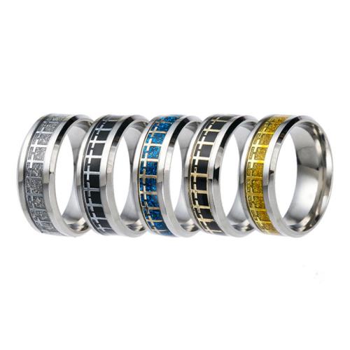 Bague en acier inoxydable, Acier inoxydable 304, Placage, bijoux de mode & normes différentes pour le choix & pour homme, plus de couleurs à choisir, wide:8mm, Vendu par PC