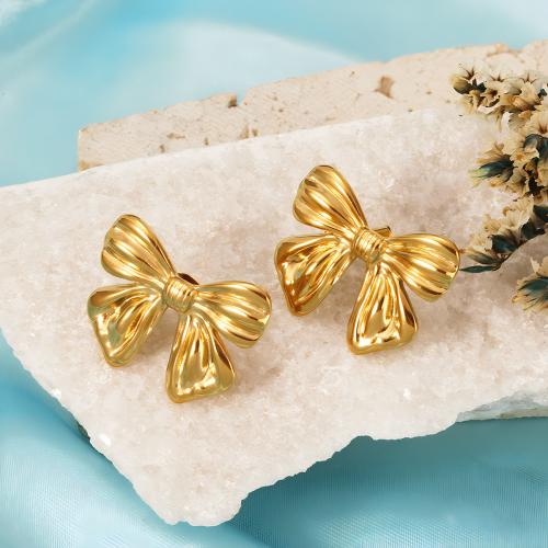 Stainless Steel Stud Earrings 304 Stainless Steel 18K gold plated fashion jewelry & for woman Sold By Pair