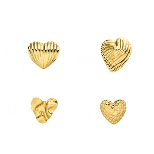 Stainless Steel Stud Earrings 304 Stainless Steel Heart 18K gold plated fashion jewelry & for woman Sold By Pair