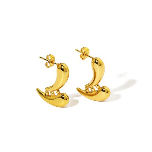 Stainless Steel Stud Earrings 304 Stainless Steel Teardrop 18K gold plated fashion jewelry & for woman Sold By Pair