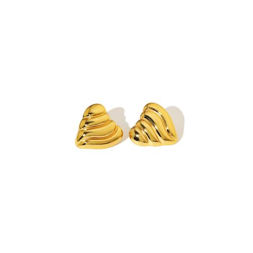 Stainless Steel Stud Earrings 304 Stainless Steel Heart 18K gold plated fashion jewelry & for woman Sold By Pair