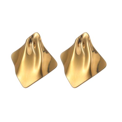 Stainless Steel Stud Earrings 304 Stainless Steel Square 18K gold plated fashion jewelry & for woman Sold By Pair