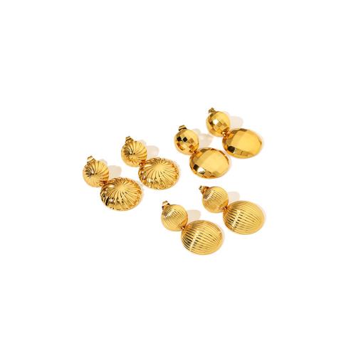 Stainless Steel Stud Earrings 304 Stainless Steel 18K gold plated fashion jewelry & for woman Sold By Pair