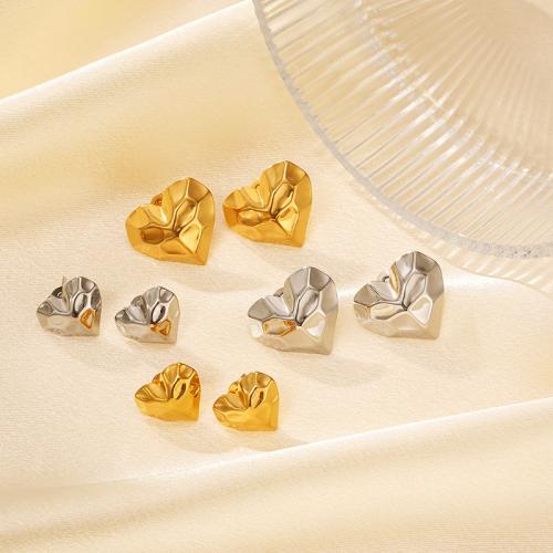 Stainless Steel Stud Earrings 304 Stainless Steel Heart plated fashion jewelry & for woman Sold By Pair