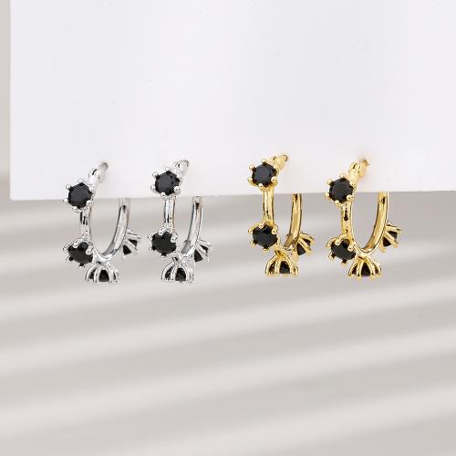 Boucles d'oreilles en laiton zircon cubique pavent, Placage, pavé de micro zircon & pour femme, plus de couleurs à choisir, 17mm, Vendu par PC