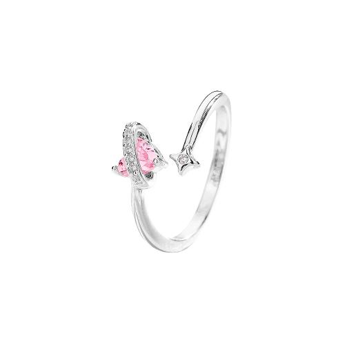 Cúbicos Circonia Micro Pave anillo de latón, metal, chapado, micro arcilla de zirconia cúbica & para mujer, color de platina, Vendido por UD