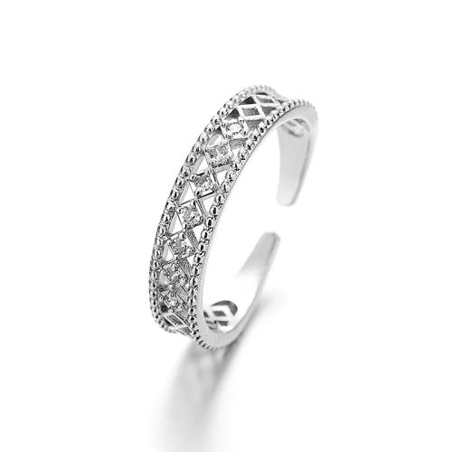 Kubieke Circonia Micro Pave Brass Ring, Messing, plated, micro pave zirconia & voor vrouw, platina kleur, Verkocht door PC