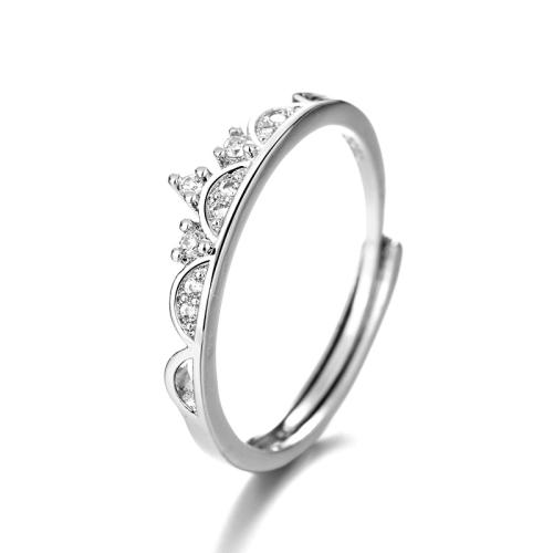 Kubisk Circonia Micro bane messing Ring, Crown, forgyldt, Micro Pave cubic zirconia & for kvinde, platin farve, Solgt af PC