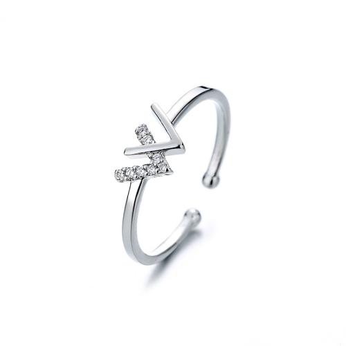 Kubieke Circonia Micro Pave Brass Ring, Messing, plated, micro pave zirconia & voor vrouw, platina kleur, Verkocht door PC