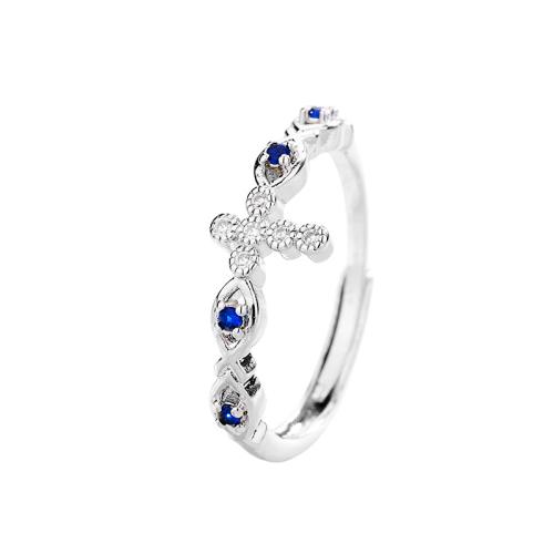 Kubieke Circonia Micro Pave Brass Ring, Messing, plated, micro pave zirconia & voor vrouw, platina kleur, Verkocht door PC