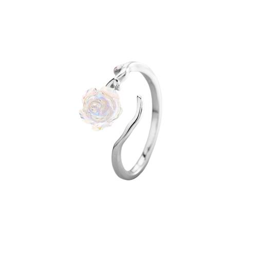 Anello in ottone, with resina, Rose, placcato, per la donna, color platino, Venduto da PC