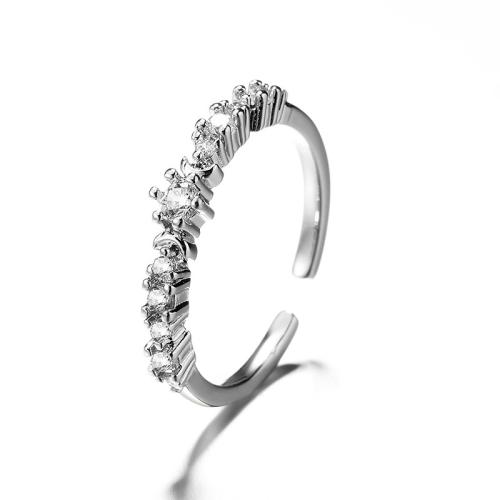 Kubieke Circonia Micro Pave Brass Ring, Messing, plated, micro pave zirconia & voor vrouw, platina kleur, Verkocht door PC