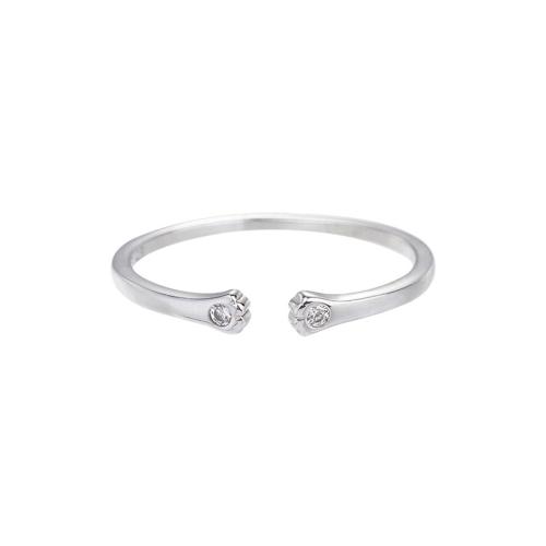 Cubique anneau en laiton Circonia Micro Pave, Placage, pavé de micro zircon & pour femme, couleur platine, Vendu par PC