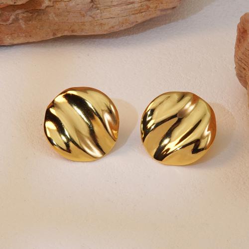 Stainless Steel Stud Earrings 304 Stainless Steel plated fashion jewelry & for woman golden Sold By Pair