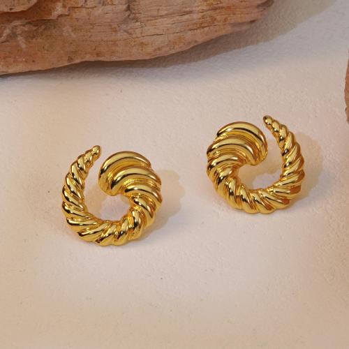 Stainless Steel Stud Earrings 304 Stainless Steel plated fashion jewelry & for woman golden Sold By Pair