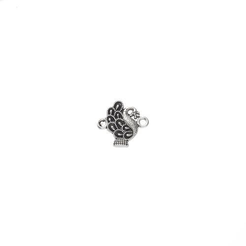 Animal Zinc Alloy Connector Peacock antique silver color plated DIY & 1/1 loop 1000/G Sold By G