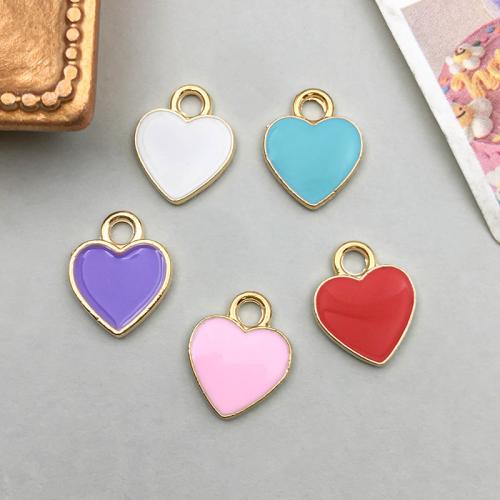 Zinc Alloy émail Pendants, alliage de zinc, coeur, Placage, DIY, plus de couleurs à choisir, 100PC/sac, Vendu par sac