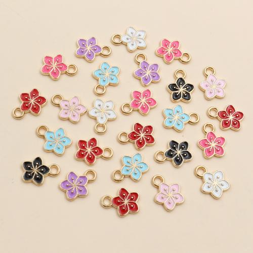 Zinc Alloy Enamel Pendants Flower plated DIY nickel lead & cadmium free Approx Sold By Bag