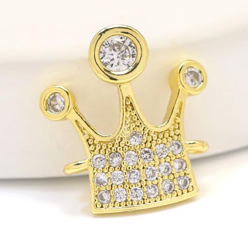 Cubic Zirconia Micro Pave Brass Connector gold color plated DIY & micro pave cubic zirconia & 1/1 loop nickel lead & cadmium free Sold By PC