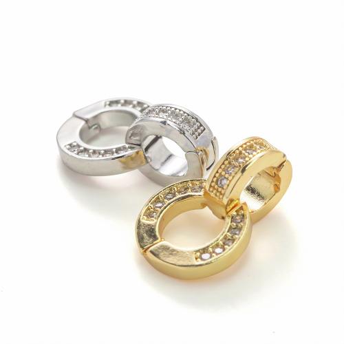 Brass Jewelry Clasps Round plated DIY & micro pave cubic zirconia nickel lead & cadmium free Sold By PC