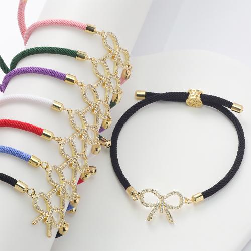 Cilindrata Zircone Bracciale in ottone micro pavimenta, with nylon, Nodo di Cravatta, placcato color oro, Micro spianare cubic zirconia & per la donna, nessuno, assenza di nichel,piombo&cadmio, Venduto da PC